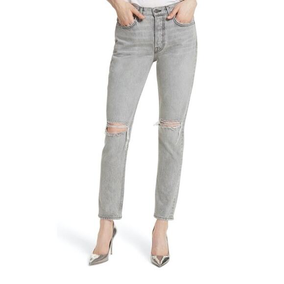 New GRLFRND Women's Karolina High Waist Size 32 Grey Skinny Distressed Jeans - Picture 4 of 10
